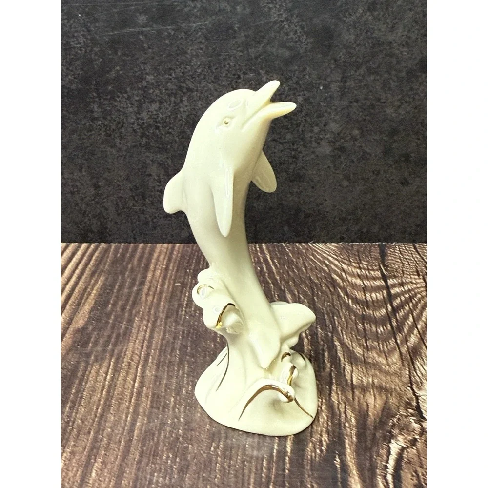 Dolphin Figurine Lenox Dolphin Figurine Porcelain White 24K Gold Accents